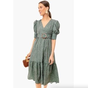 Tuckernuck O.P.T Papin Midi Dress Polka Dot Green Puff Sleeve Cottagecore Medium